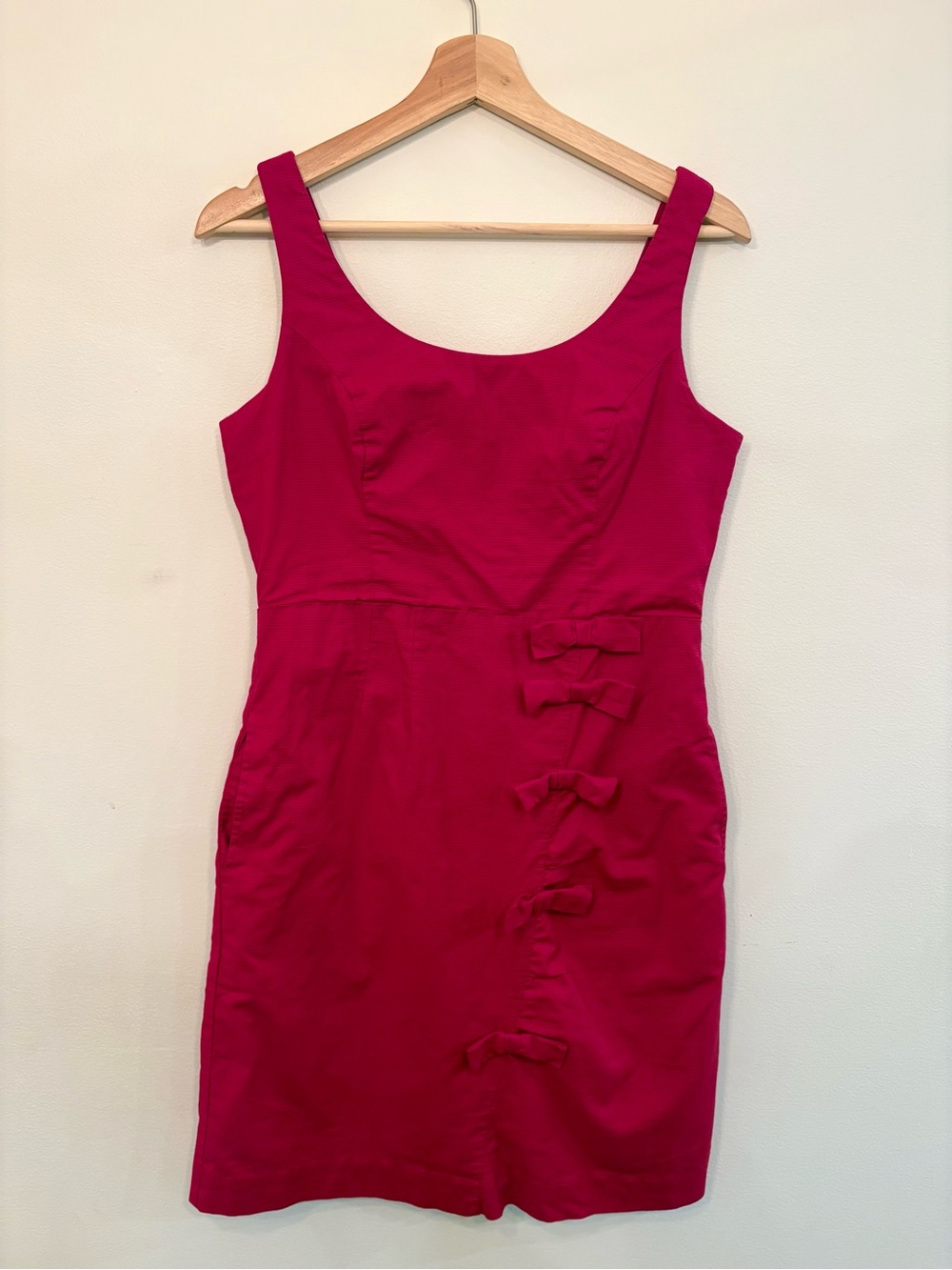 Moulinette Soeurs for Anthropologie Vibrant Hot Pink Mini Dress with Bows